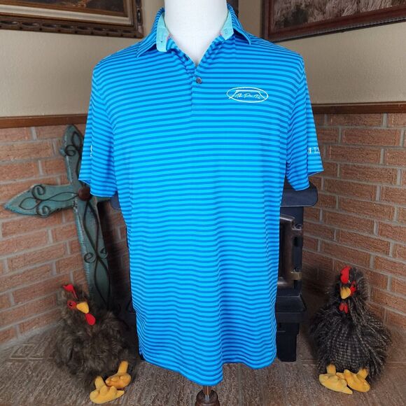Black Quail Blue Striped Polo Shirt The Par - Tee  Size M - Picture 2 of 8